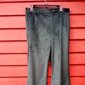 Hunter Green Faux Velvet Flare Bell-bottoms L
